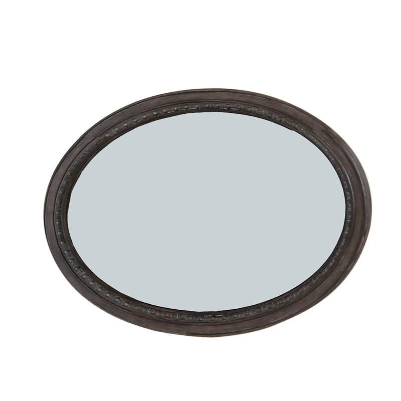 Bowery Hill Oval Farmhouse Wood Mirror in Rustic Natural Tone