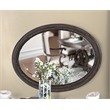 Bowery Hill Oval Farmhouse Wood Mirror in Rustic Natural Tone