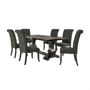 Bowery Hill Farmhouse Wood 7-Piece Dining Set with Bench in Gray