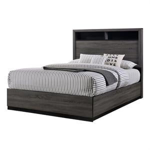 Bowery Hill Contemporary Wood King Storage Panel Bed in Gray