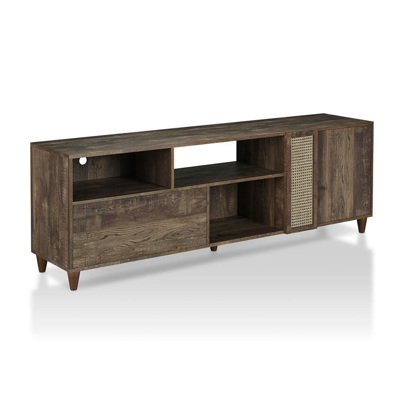 Bowery Hill Rustic Wood Storage 70-Inch TV Stand in Reclaimed Oak