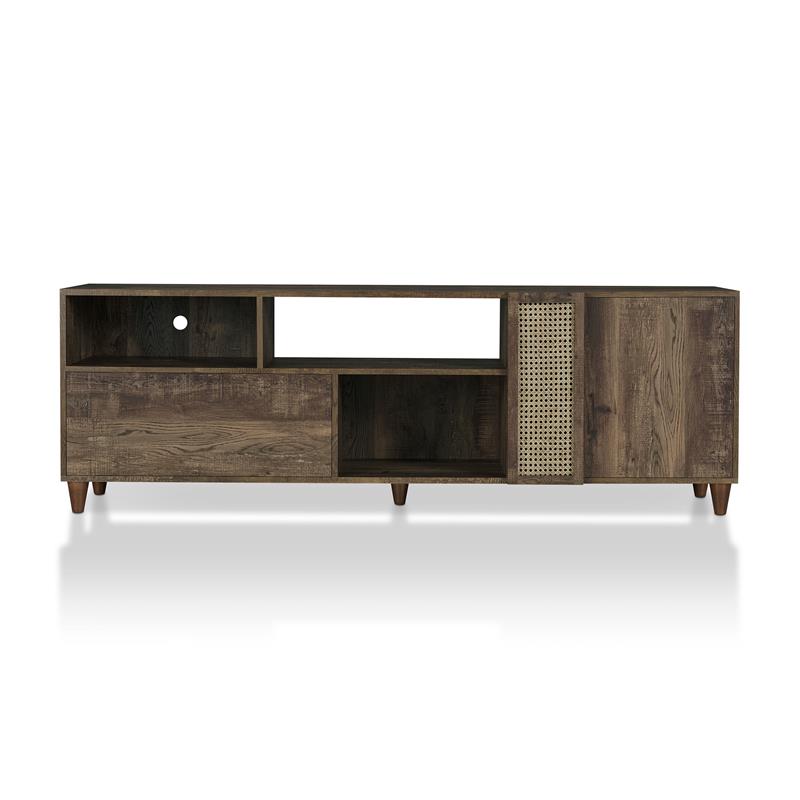 Bowery Hill Rustic Wood Storage 70-Inch TV Stand in Reclaimed Oak