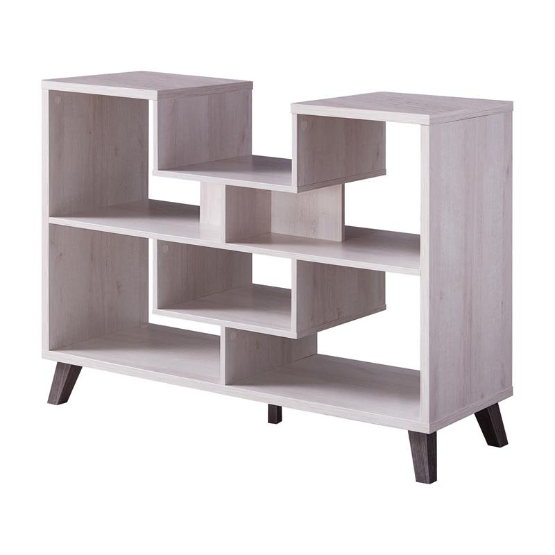 Bowery Hill Modern Wood 6-Shelf Display Console Table in White Oak