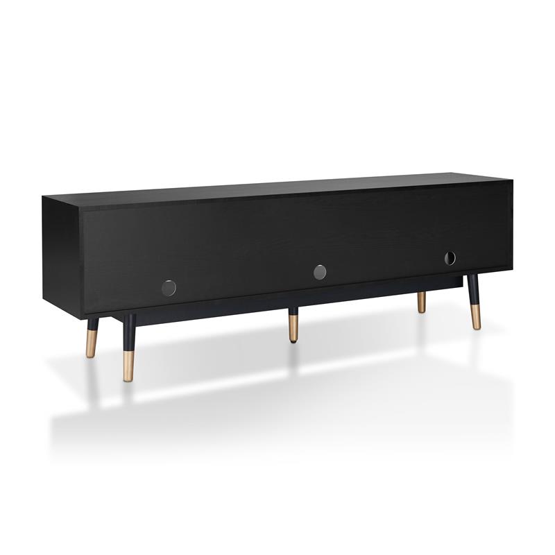 Bowery Hill Mid-century Wood 3-Drawer TV Stand in Black