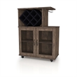 Bowery Hill 4-Shelf Transitional Wood Mini Bar in Reclaimed Oak