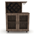Bowery Hill 4-Shelf Transitional Wood Mini Bar in Reclaimed Oak