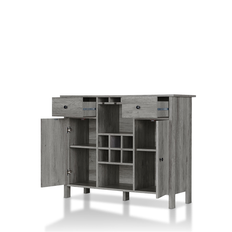 Bowery Hill Contemporary Wood Multi-Storage Buffet Server in Gray