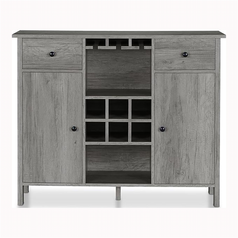 Bowery Hill Contemporary Wood Multi-Storage Buffet Server in Gray