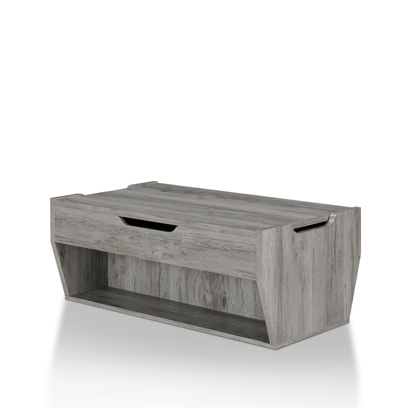 Bowery Hill Rustic Wood Storage Coffee Table in Vintage Gray
