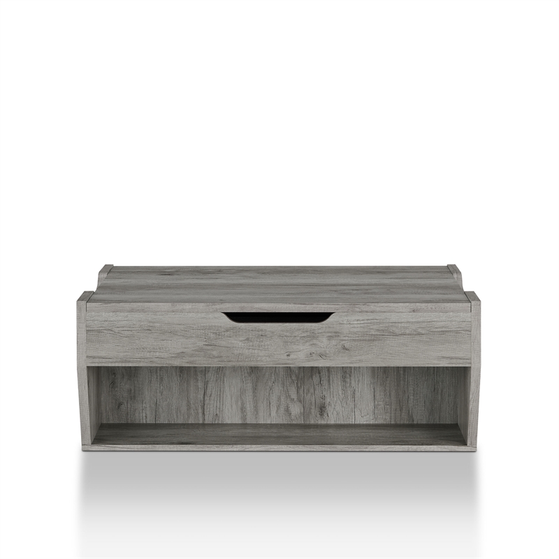 Bowery Hill Rustic Wood Storage Coffee Table in Vintage Gray