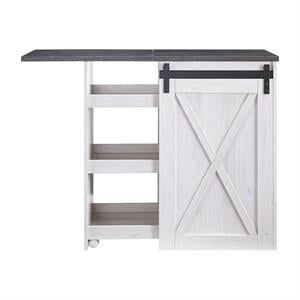 Bowery Hill Transitional Wood Expandable Home Bar in White Oak