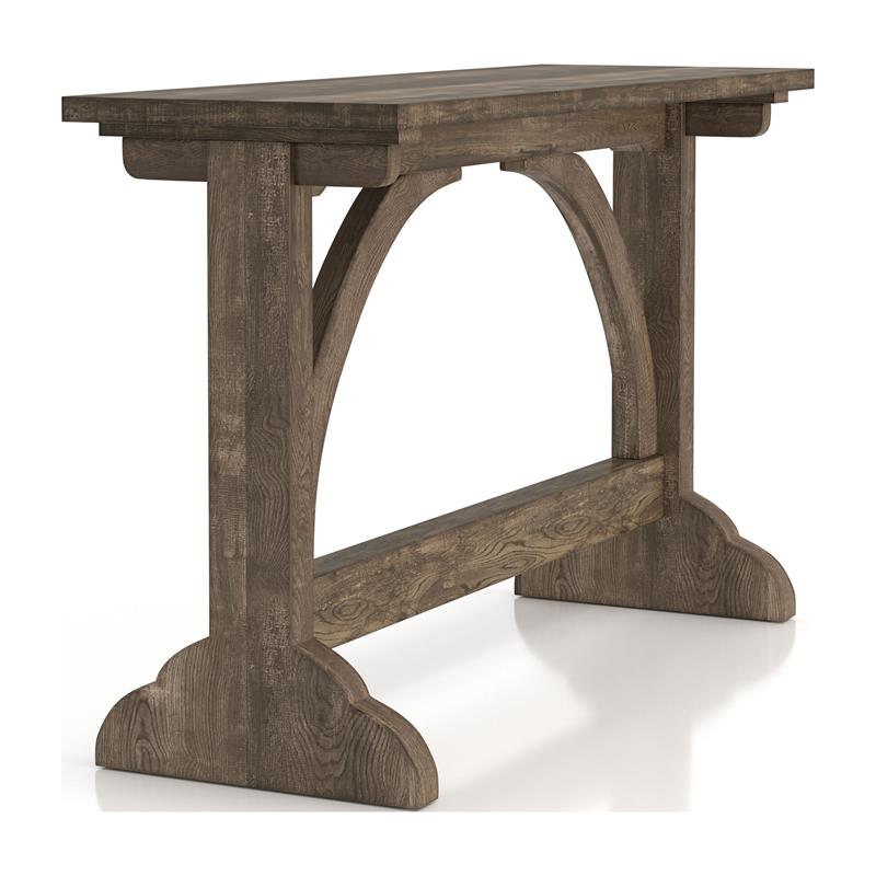 Bowery Hill Particle Board Reclaimed Oak Console Table Rectangular Arch Accents 47.24