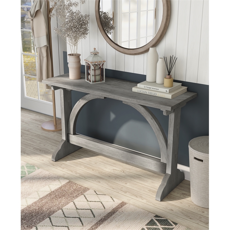 Bowery Hill Particle Board Reclaimed Oak Console Table Rectangular Arch Accents 47.24