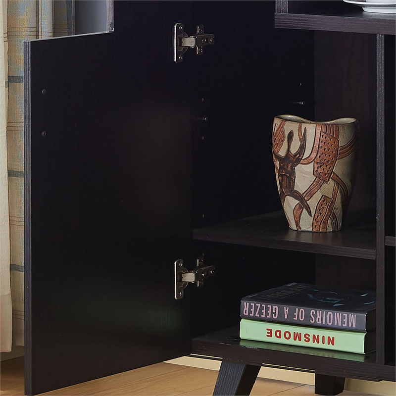 Bowery Hill Mid-century Wood Wine Storage Buffet in Cappuccino