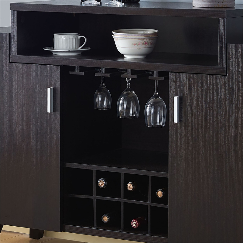 Bowery Hill Mid-century Wood Wine Storage Buffet in Cappuccino