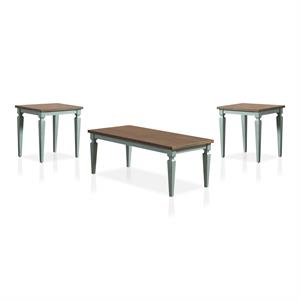 Bowery Hill MDF Antique Blue Coffee Table Set Rectangular Two-Tone 48&quotW x 24&quotD x 18&quotH Unassembled