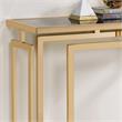 Bowery Hill Glass Gold Console Table Rectangular Geometric Base 52