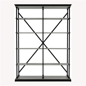 Bowery Hill Industrial Metal 58-Inch Bookcase in Antique Gray