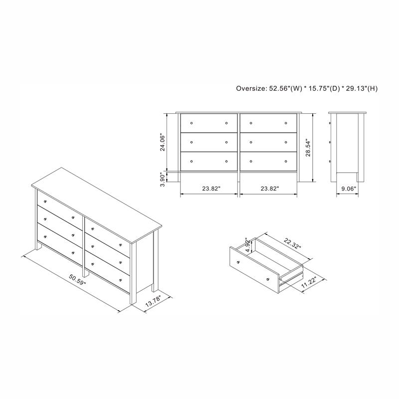 Bowery Hill Transitional Wood 6-Drawer Dresser in Wenge