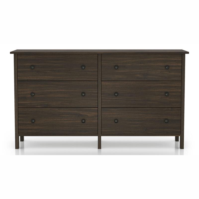 Bowery Hill Transitional Wood 6-Drawer Dresser in Wenge