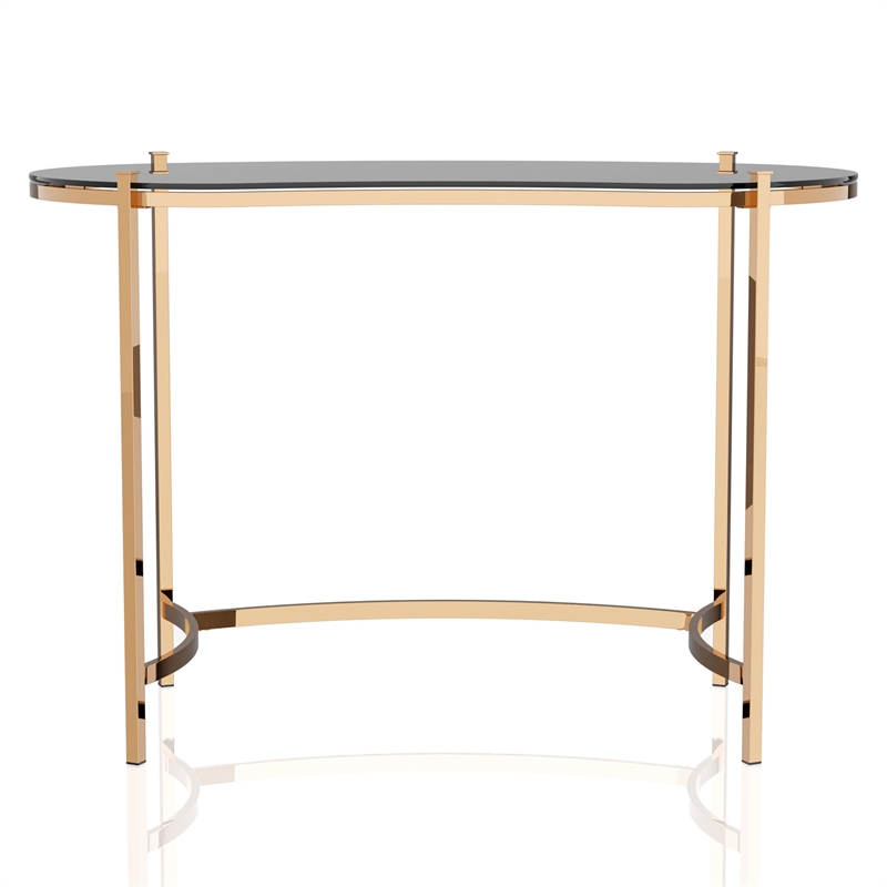 Bowery Hill Glass Gold Console Table Rectangular Unassembled