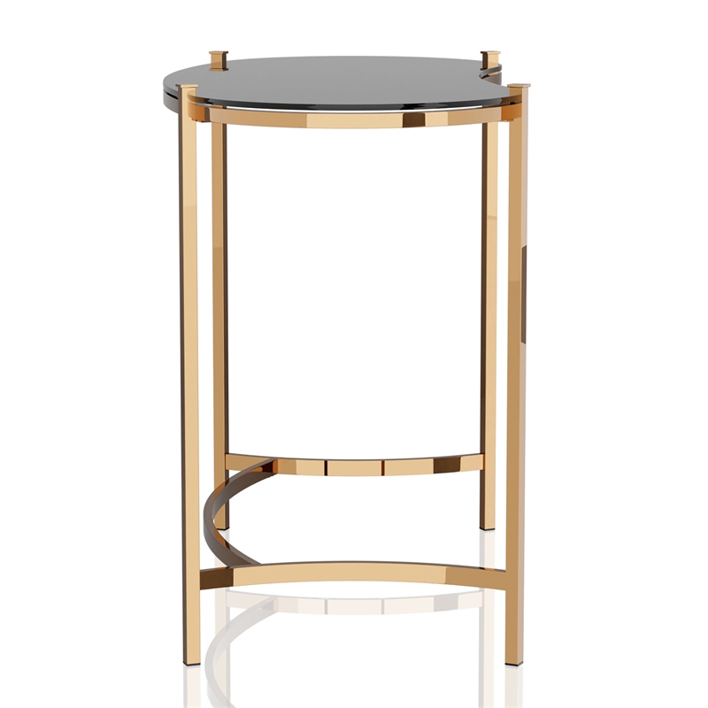 Bowery Hill Glass Gold Console Table Rectangular Unassembled