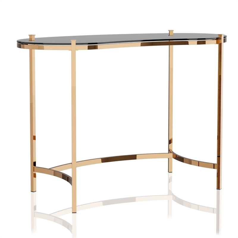 Bowery Hill Glass Gold Console Table Rectangular Unassembled