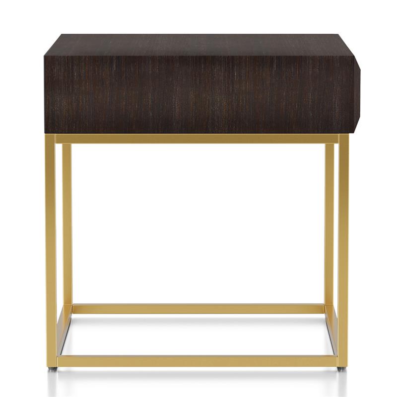 Bowery Hill Contemporary Metal 1-Drawer End Table in Walnut