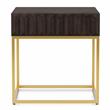Bowery Hill Contemporary Metal 1-Drawer End Table in Walnut