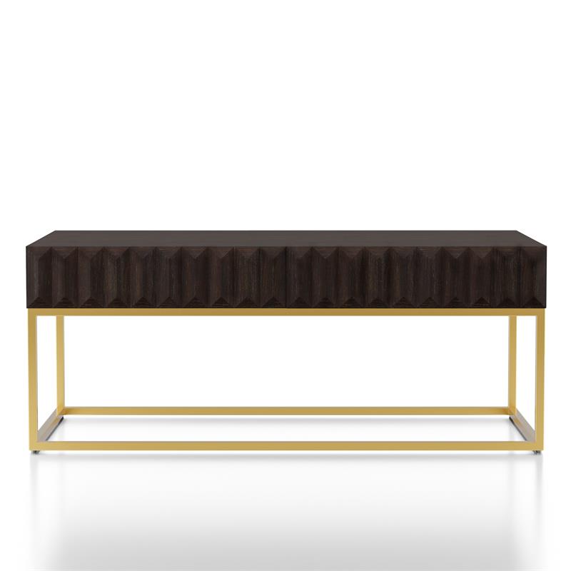 Bowery Hill Transitional Metal 2-Drawer Coffee Table in Walnut