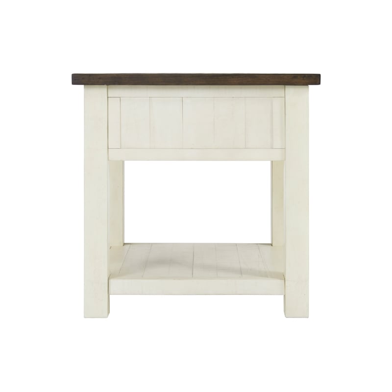 Bowery Hill Solid Wood Cream White and Brown End Table Rectangular Storage 24