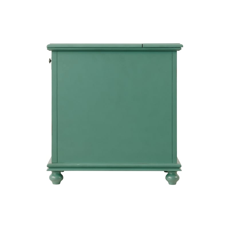 Bowery Hill Traditional Chairside Table with Power in Antique Teal Green