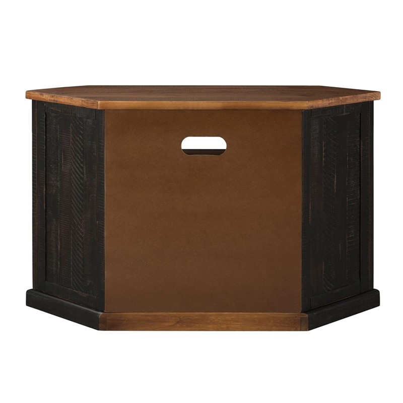 Bowery Hill Solid Wood Antique Black TV Stand Corner Design 50