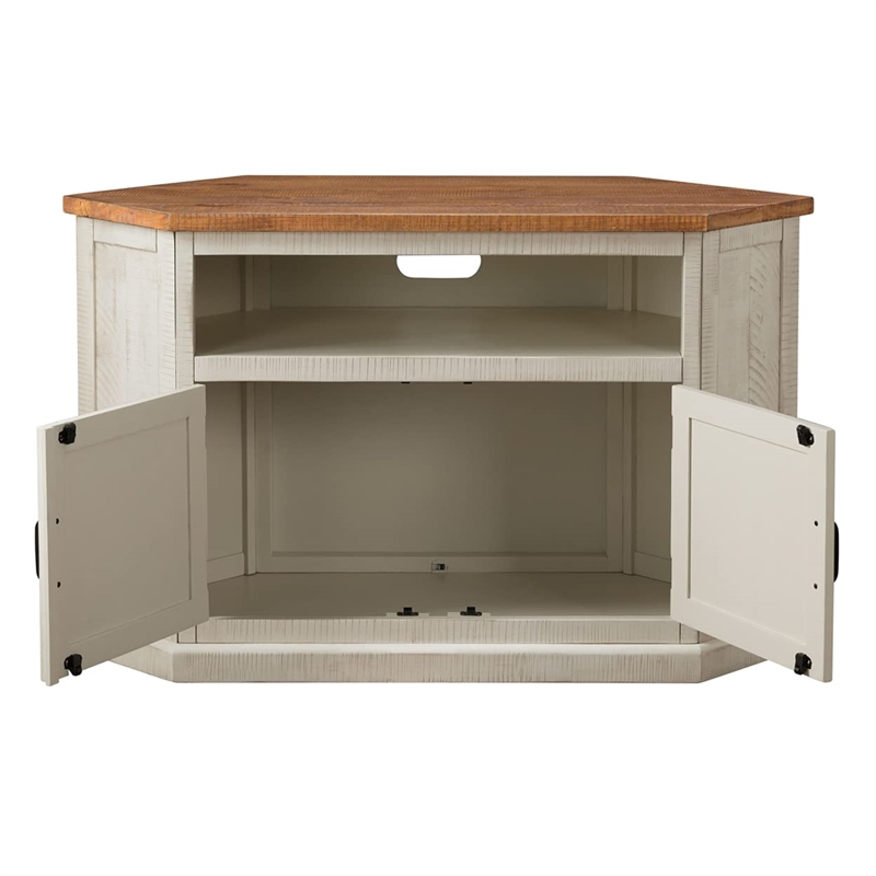 Bowery Hill Rustic Wood Corner TV Stand for TVs up to 50
