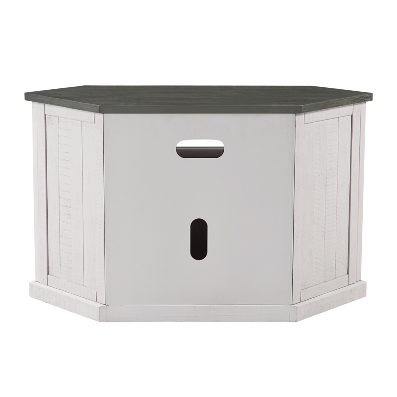 Bowery Hill Solid Wood White TV Stand Corner Lightning Fast Assembly 50
