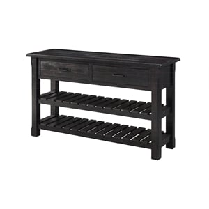 Bowery Hill Farmhouse Barn Door Solid Wood Sofa Console Table in Antique Black