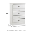Bowery Hill Contemporary 5 Drawer Chest in White