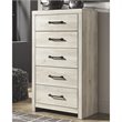 Bowery Hill Modern 5-Drawer Engineered Wood Chest in Wispy Whitewash