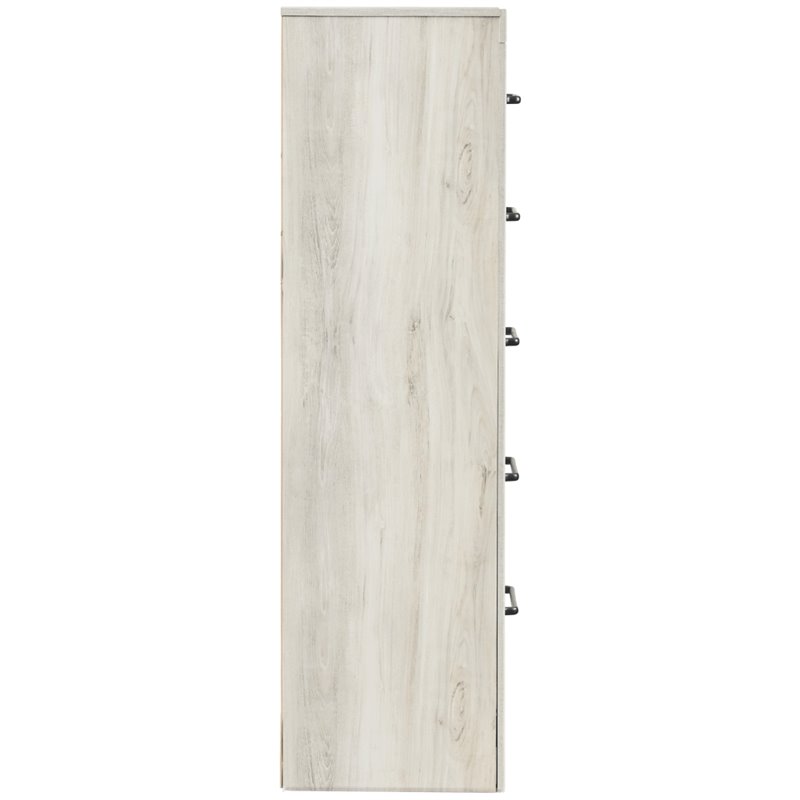 Bowery Hill Modern 5-Drawer Engineered Wood Chest in Wispy Whitewash