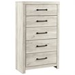 Bowery Hill Modern 5-Drawer Engineered Wood Chest in Wispy Whitewash