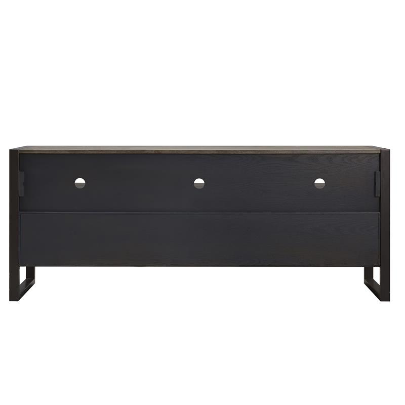 Bowery Hill Steel and Wood Smoke and Gunmetal Gray TV Stand Rectangular 32.25
