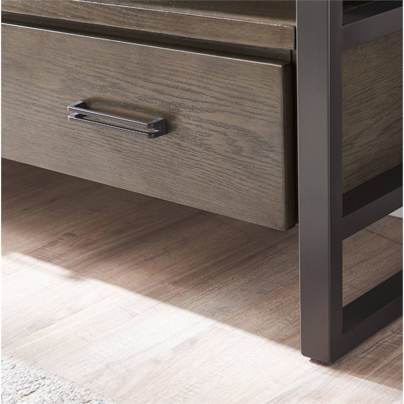 Bowery Hill Steel and Wood Smoke and Gunmetal Gray TV Stand Rectangular 32.25