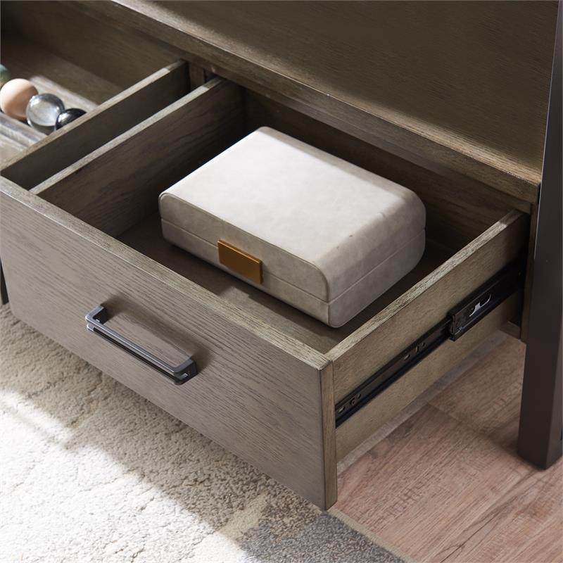 Bowery Hill Steel and Wood Smoke and Gunmetal Gray TV Stand Rectangular 32.25