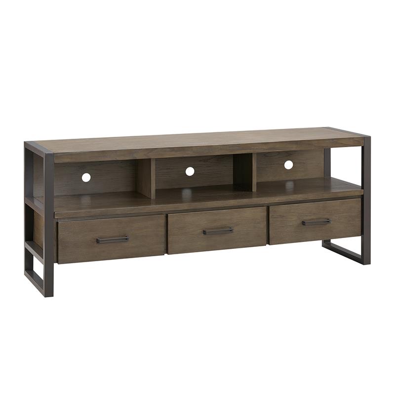 Bowery Hill Steel and Wood Smoke and Gunmetal Gray TV Stand Rectangular 32.25