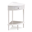 Bowery Hill Contemporary Solid Wood Corner Table with Drawer in White