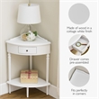 Bowery Hill Contemporary Solid Wood Corner Table with Drawer in White