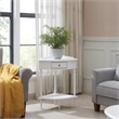 Bowery Hill Contemporary Solid Wood Corner Table with Drawer in White