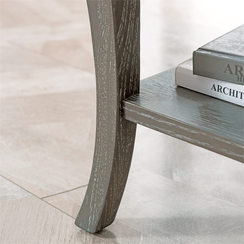 Bowery Hill Contemporary Solid Wood Narrow End Table in Washed Gray