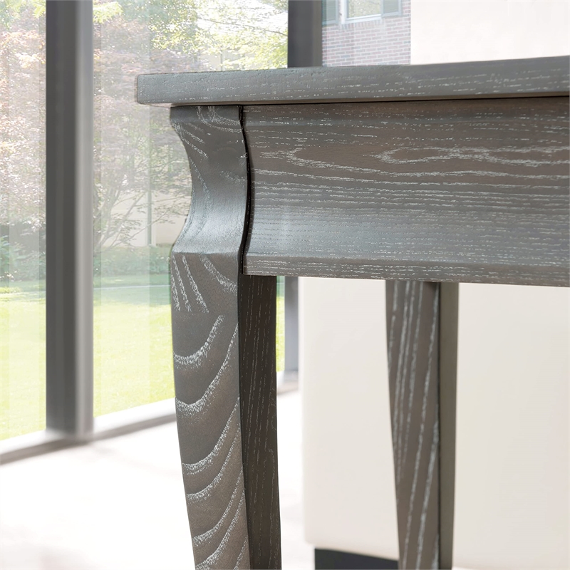 Bowery Hill Contemporary Solid Wood Narrow End Table in Washed Gray