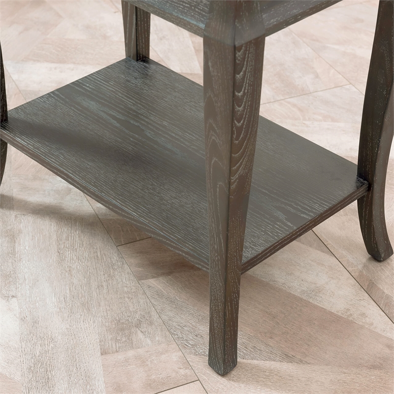 Bowery Hill Contemporary Solid Wood Narrow End Table in Washed Gray